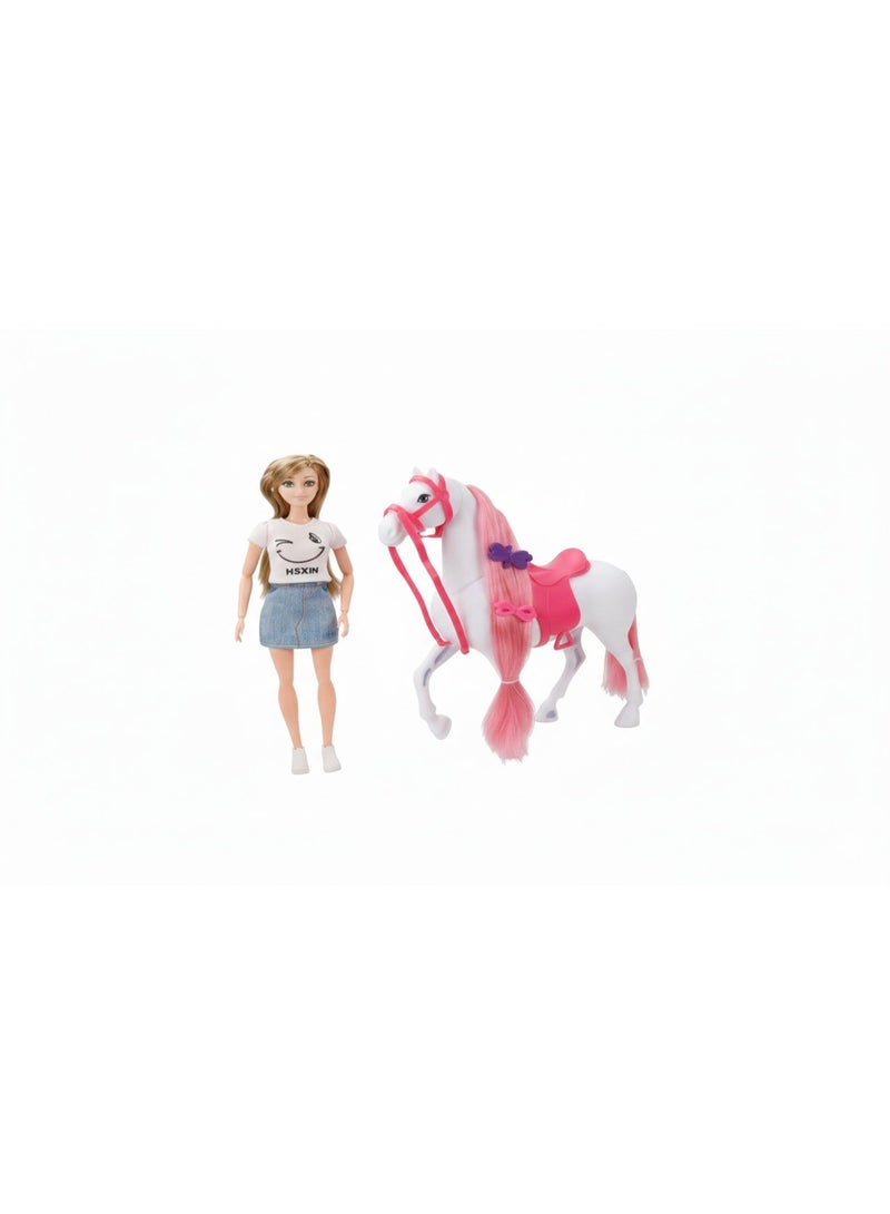 Mattel Games Barbie Fashion Doll and Horse Playset with Grooming Accessories – 28cm Doll & 25.5cm Horse with Long Pink Mane – Interactive Equestrian Toy for Girls 3+ Years - Image 1